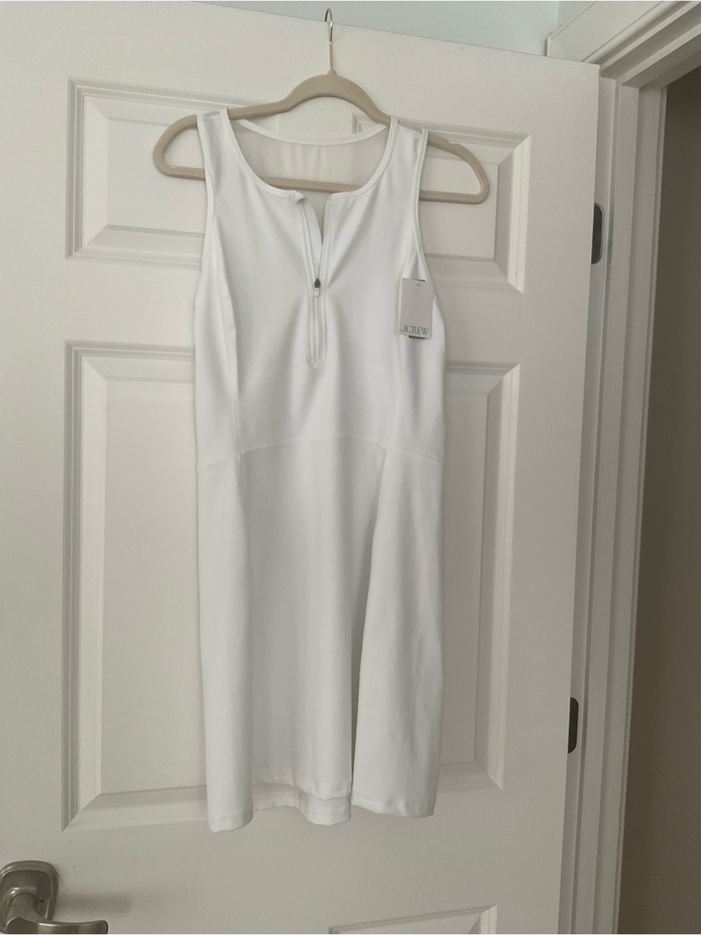 J. Crew White Sleeveless Zip-Front Mini Dress Active Wear Sports Dress